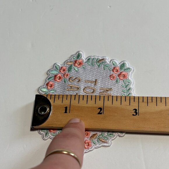 NEW Iron On Patch "NOT TODAY SATAN" Floral Cute Green & Pink - Picture 6 of 6